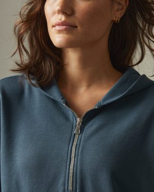 Women’s French Terry Half Zip Hoodie – Winter Sky