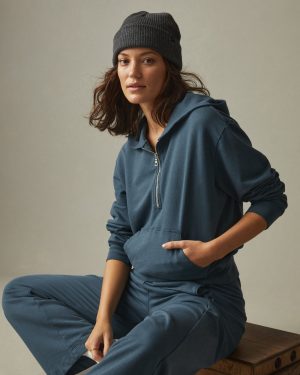 Women’s French Terry Half Zip Hoodie – Winter Sky