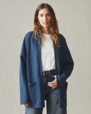 Women’s French Terry Cardigan – Marine Navy