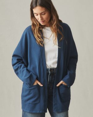 Women’s French Terry Cardigan – Marine Navy