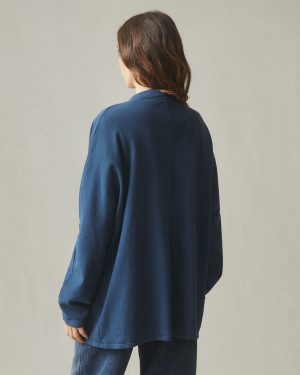 Women’s French Terry Cardigan – Marine Navy