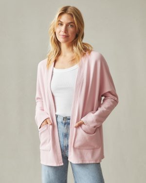 Women’s French Terry Cardigan – Silver Pink
