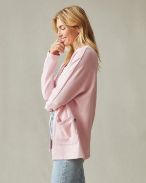 Women’s French Terry Cardigan – Silver Pink