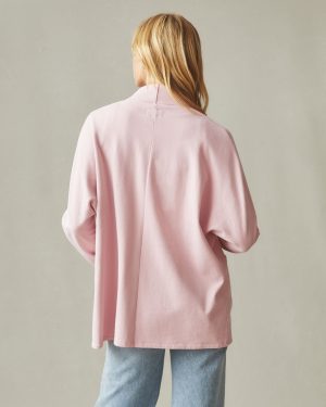 Women’s French Terry Cardigan – Silver Pink