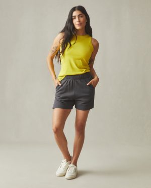 Women’s Side Slit French Terry Short – Dark Charcoal