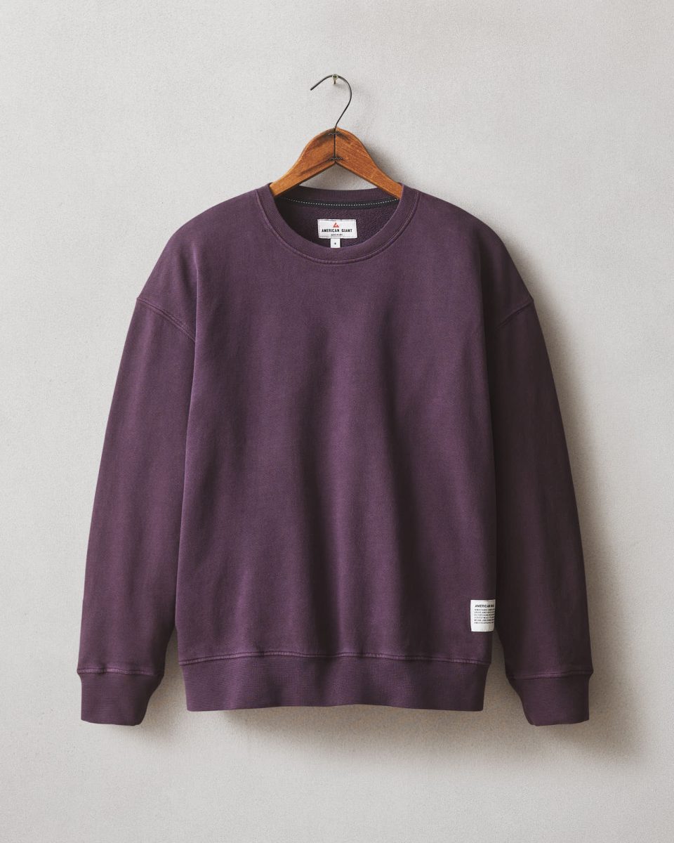 Women's Vintage Wash Relaxed French Terry Crew - Deep Purple