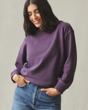 Women’s Vintage Wash Relaxed French Terry Crew – Deep Purple