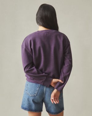 Women’s Vintage Wash Relaxed French Terry Crew – Deep Purple