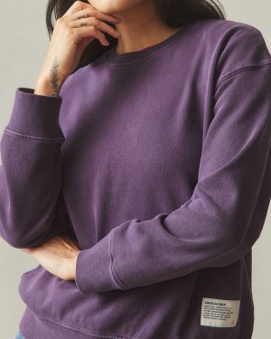 Women’s Vintage Wash Relaxed French Terry Crew – Deep Purple