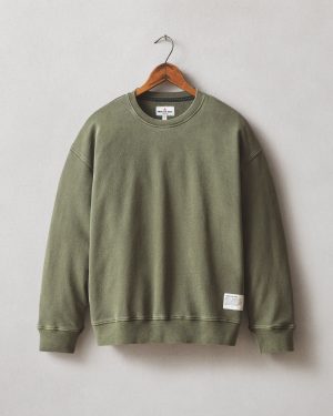 Women’s Vintage Wash Relaxed French Terry Crew – Olive