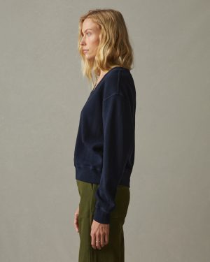 Women’s Cotton V-Neck Sweater – Dress Navy