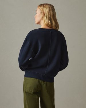 Women’s Cotton V-Neck Sweater – Dress Navy