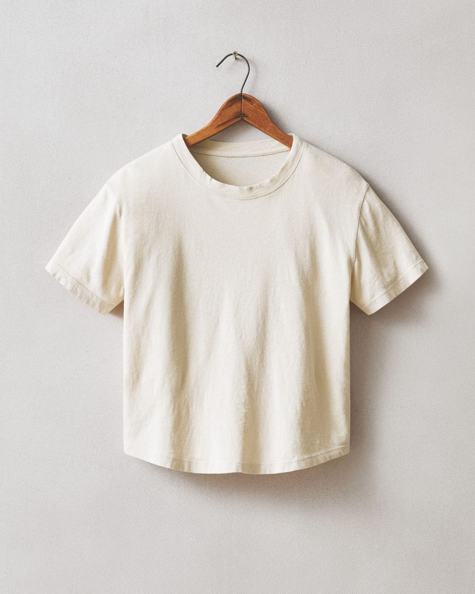 Women's Hemp Jersey Crew Tee - Almond Peach