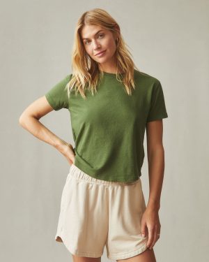 Women’s Hemp Jersey Crew Tee – Chive