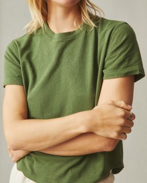 Women’s Hemp Jersey Crew Tee – Chive