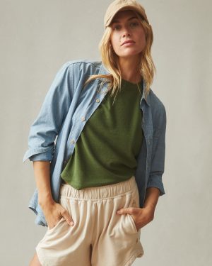 Women’s Hemp Jersey Crew Tee – Chive