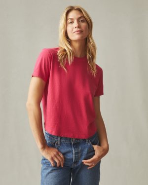 Women’s Hemp Jersey Crew Tee – Virtual Pink