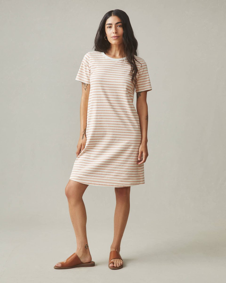 Women's T-Shirt Dress - Striped - Cork Stripe