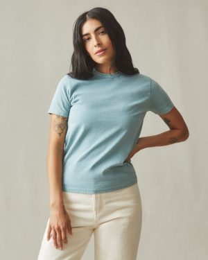 Women’s Vintage Crew Tee – Mineral Wash Blue Mineral