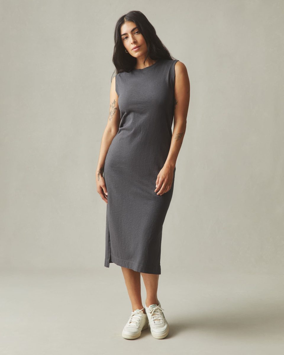 Women's Premium Slub Tank Dress - Dark Charcoal