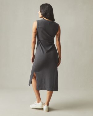 Women’s Premium Slub Tank Dress – Dark Charcoal