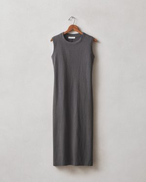 Women’s Premium Slub Tank Dress – Dark Charcoal