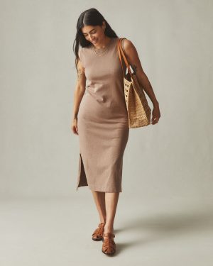 Women’s Premium Slub Tank Dress – Pine Bark