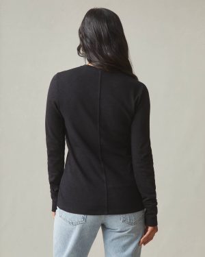 Women’s Premium Slub Long Sleeve Crew Tee – Black