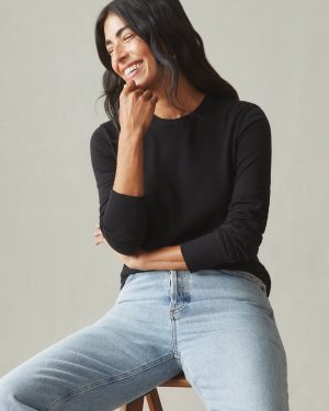 Women’s Premium Slub Long Sleeve Crew Tee – Black