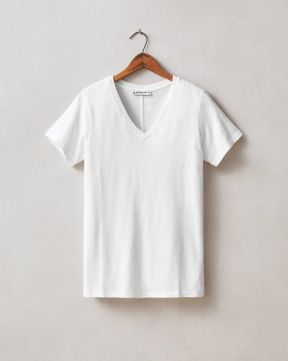 Women's Premium Slub V-Neck Tee - Bone