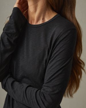 Women’s Airy Supima Boxy Long Sleeve Crew – Black