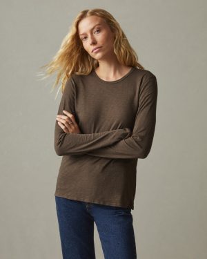 Women’s Airy Supima Boxy Long Sleeve Crew – Oak