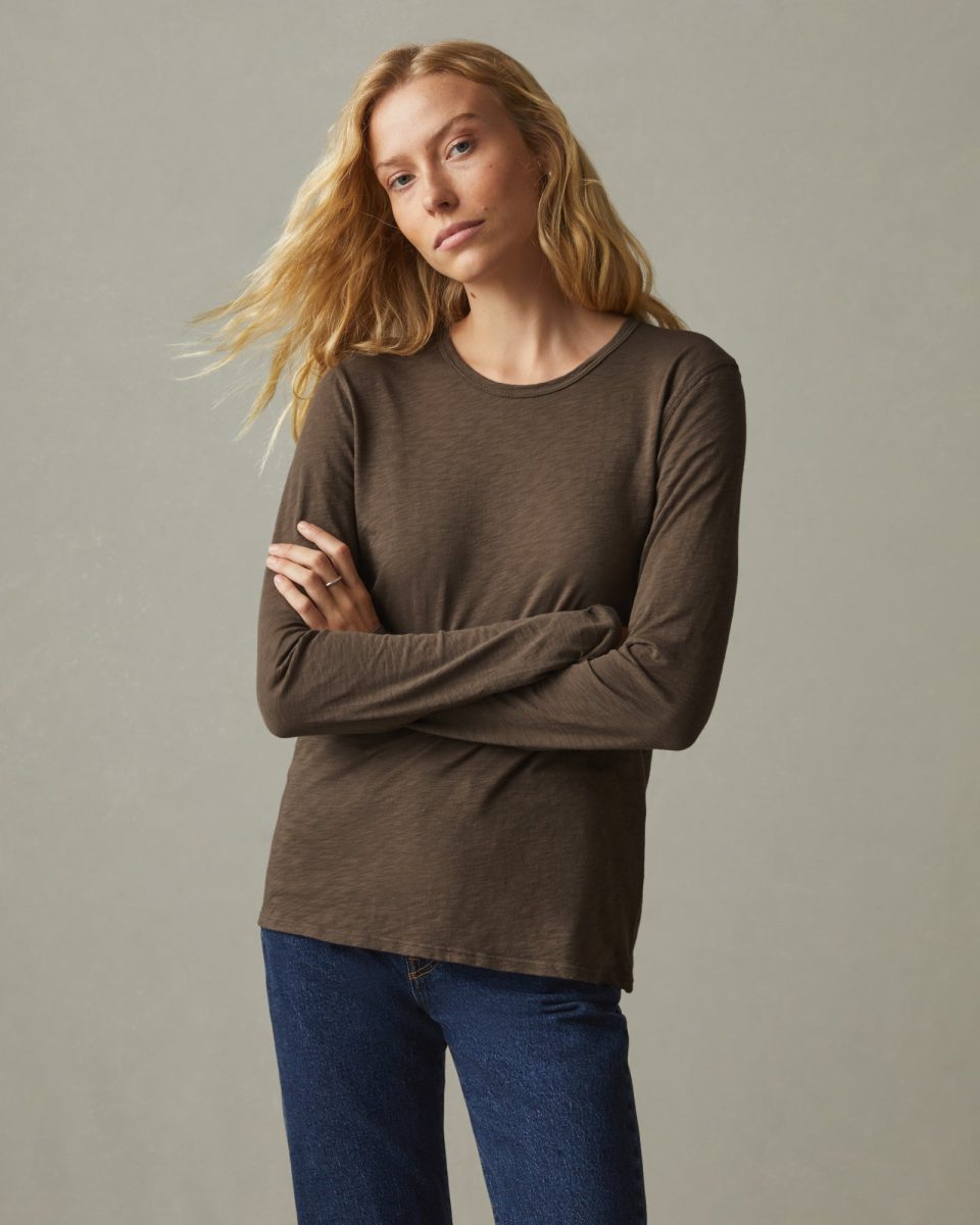 Women's Airy Supima Boxy Long Sleeve Crew - Oak