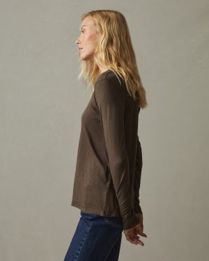 Women’s Airy Supima Boxy Long Sleeve Crew – Oak