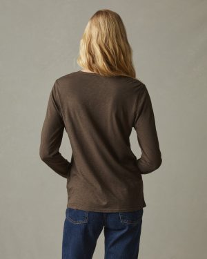 Women’s Airy Supima Boxy Long Sleeve Crew – Oak