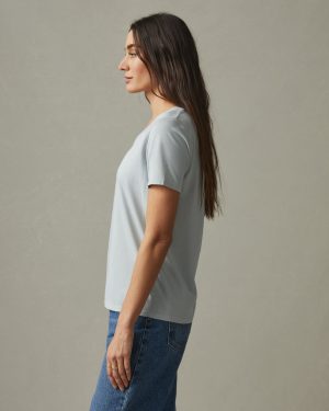 Women’s Classic Cotton V-Neck Tee – Pearl Blue