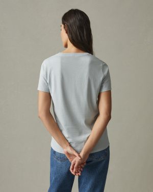 Women’s Classic Cotton V-Neck Tee – Pearl Blue