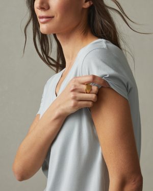 Women’s Classic Cotton V-Neck Tee – Pearl Blue