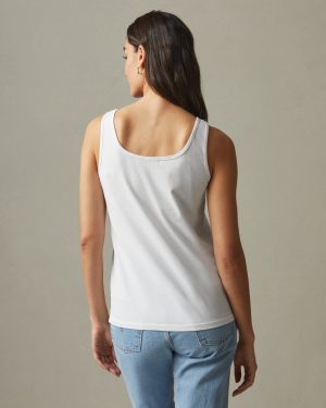 Women’s Classic Cotton Scoop Tank – White