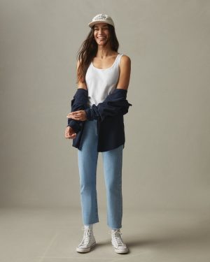 Women’s Classic Cotton Scoop Tank – White