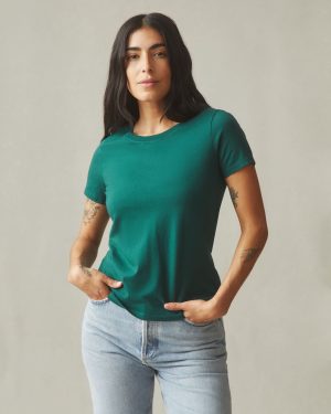 Women’s Classic Cotton Crew Tee – June Bug
