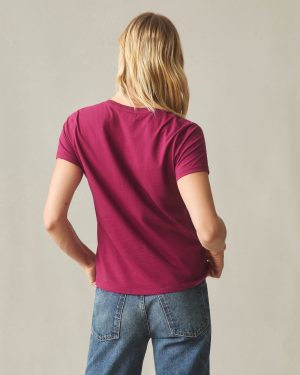 Women’s Classic Cotton V-Neck Tee – Beet Red