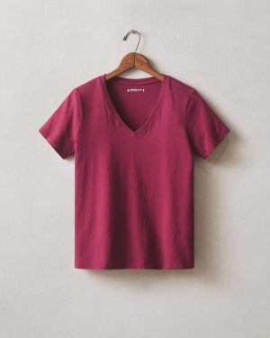 Women’s Classic Cotton V-Neck Tee – Beet Red
