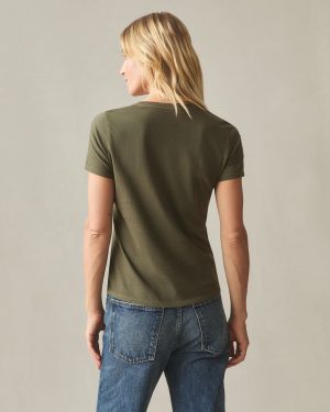 Women’s Classic Cotton V-Neck Tee – Deep Olive