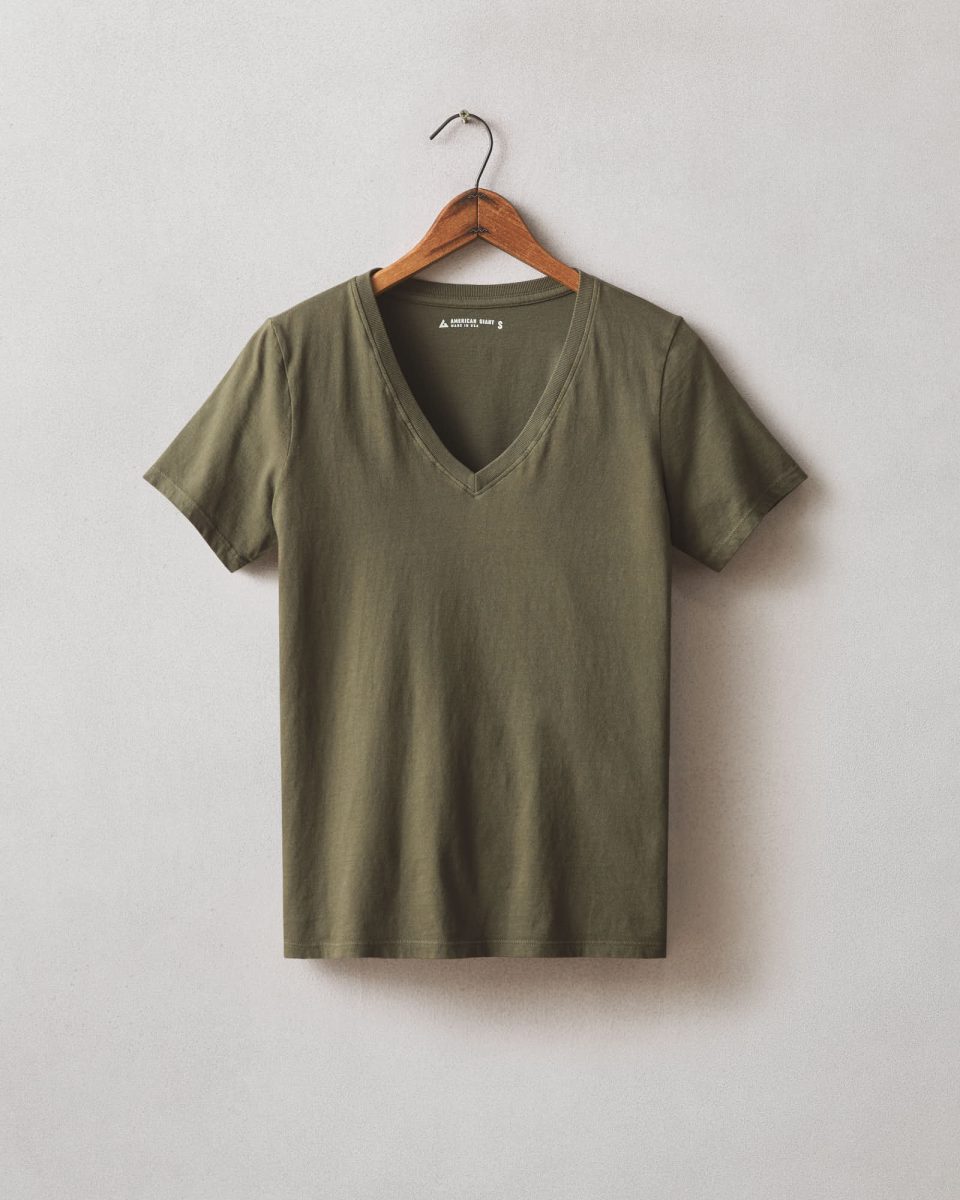 Women's Classic Cotton V-Neck Tee - Deep Olive
