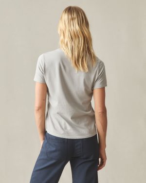 Women’s Classic Cotton V-Neck Tee – Ghost Grey