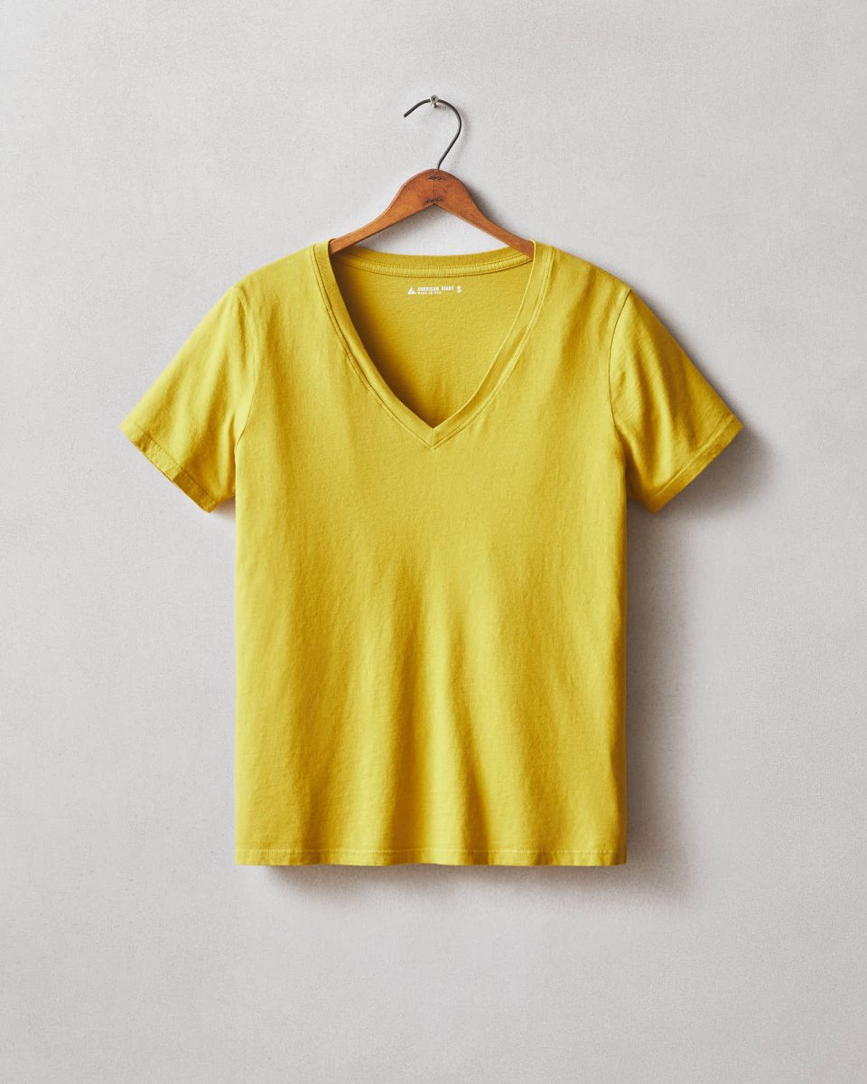 Women's Classic Cotton V-Neck Tee - Golden Palm