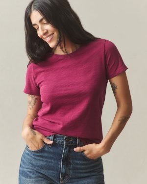 Women’s Premium Slub Crew Tee – Beet Red