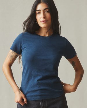 Women’s Premium Slub Crew Tee – Marine Navy
