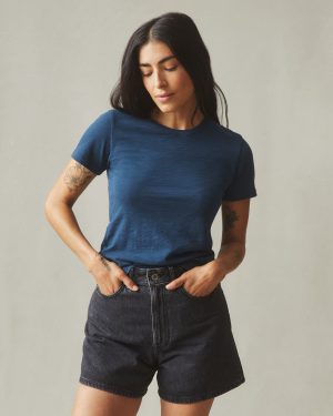 Women’s Premium Slub Crew Tee – Marine Navy